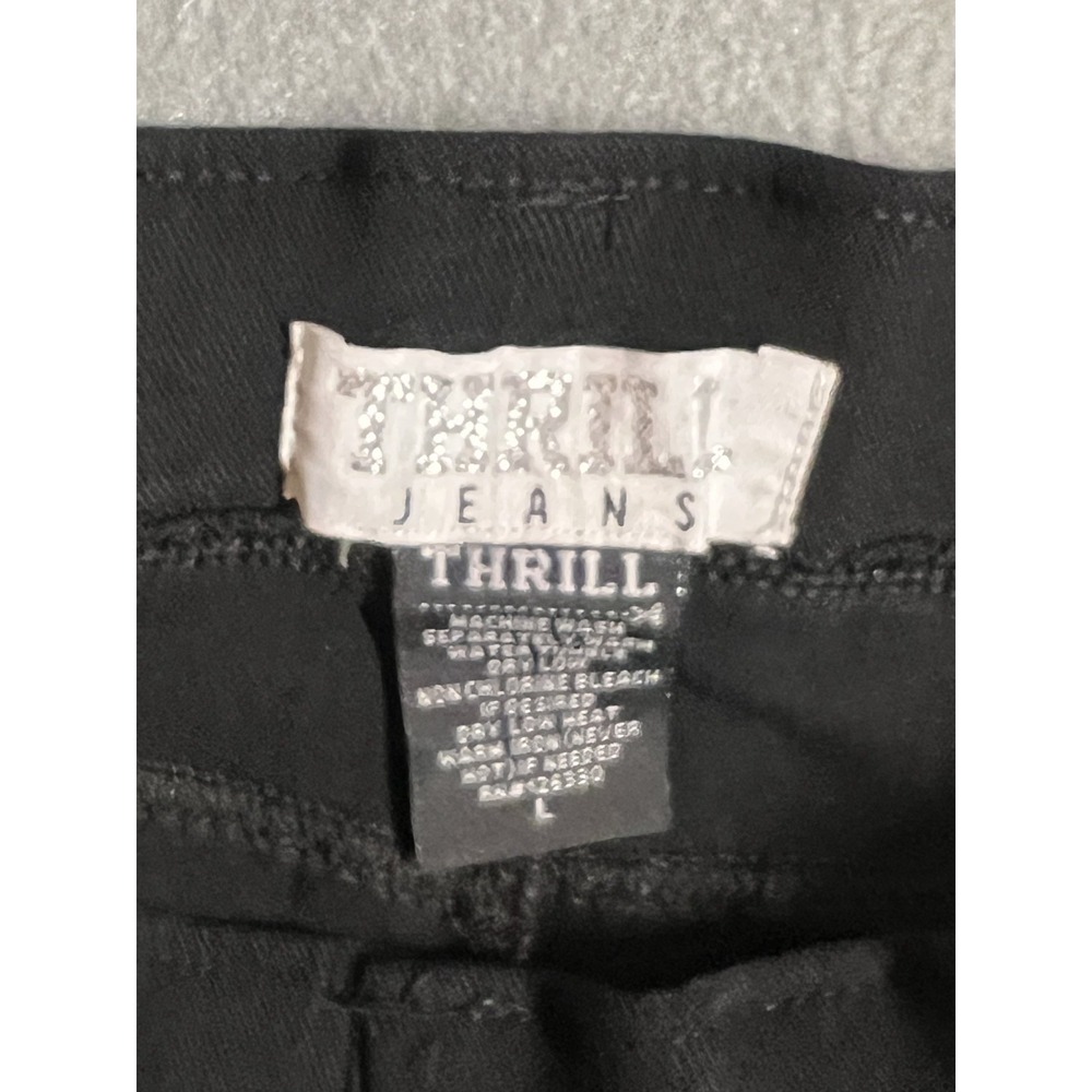 Thrill Jeans Women's Large Black Bermuda Shorts Pull On Stretch Denim - Picture 5 of 6